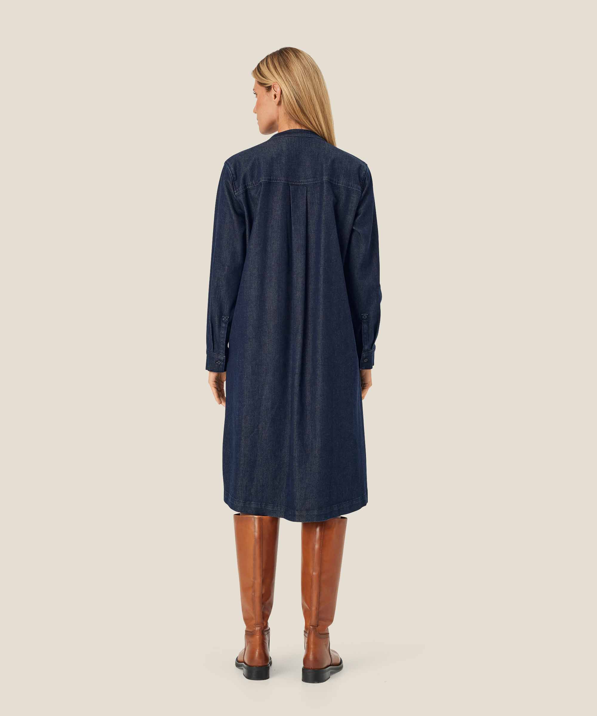 robe en jean avec patte de boutonnage cachée, Dark Denim