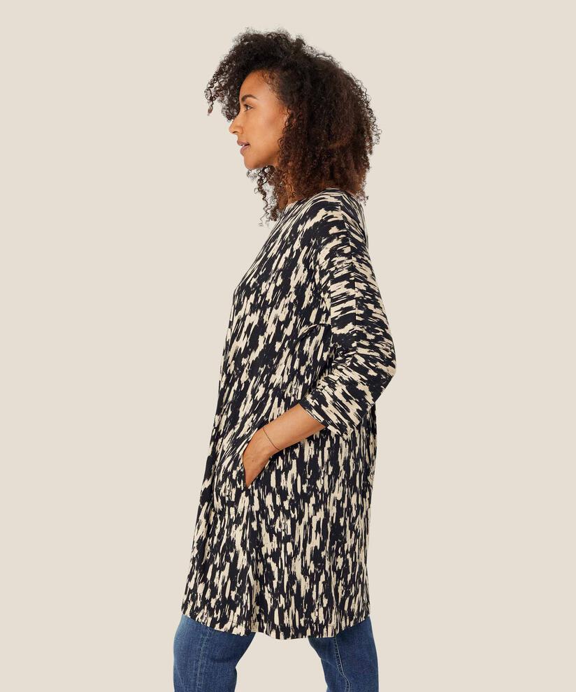 tunique en jersey imprimé avec poches fendues, Black