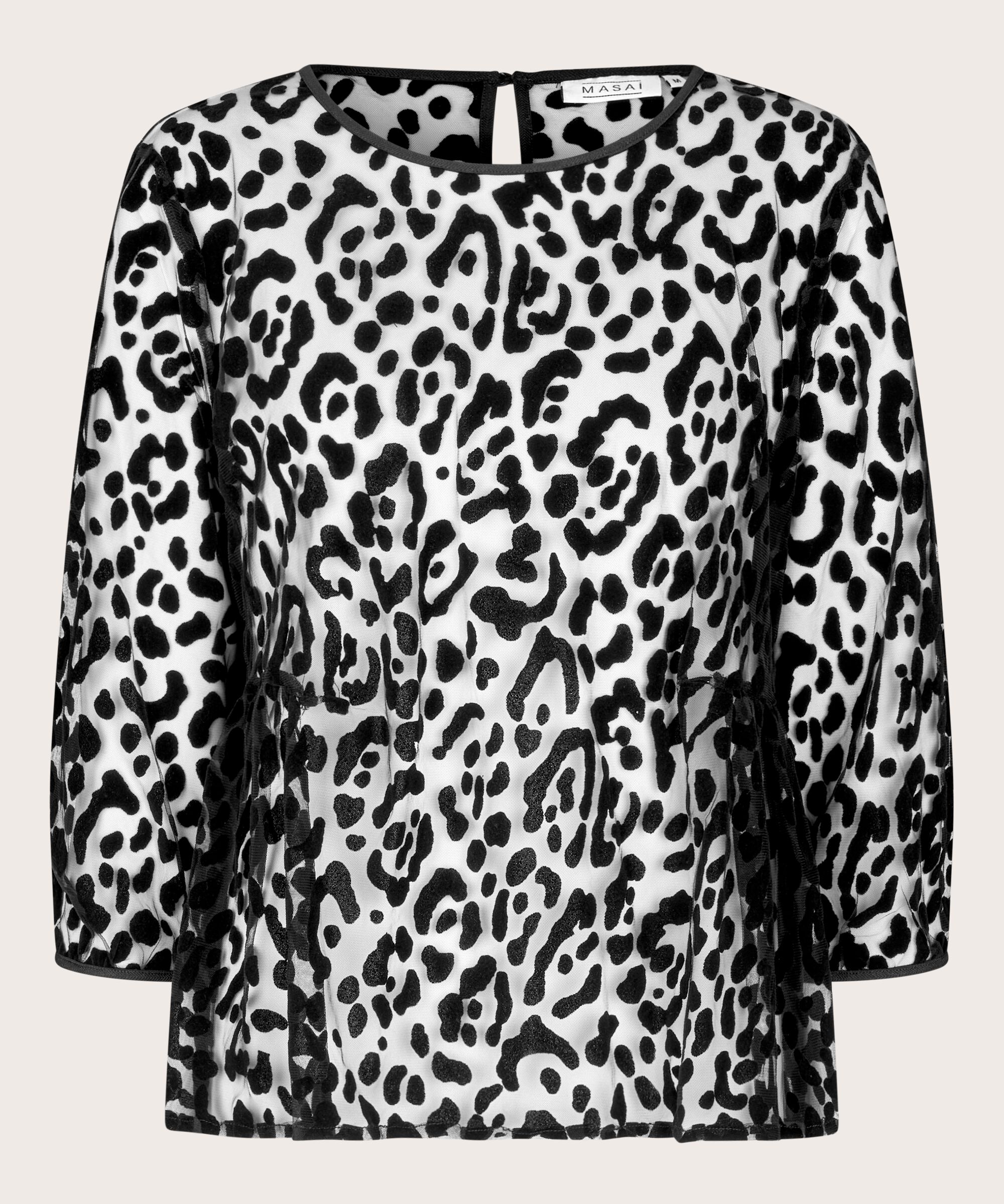 blouse en tulle doux avec motif tissé, Black