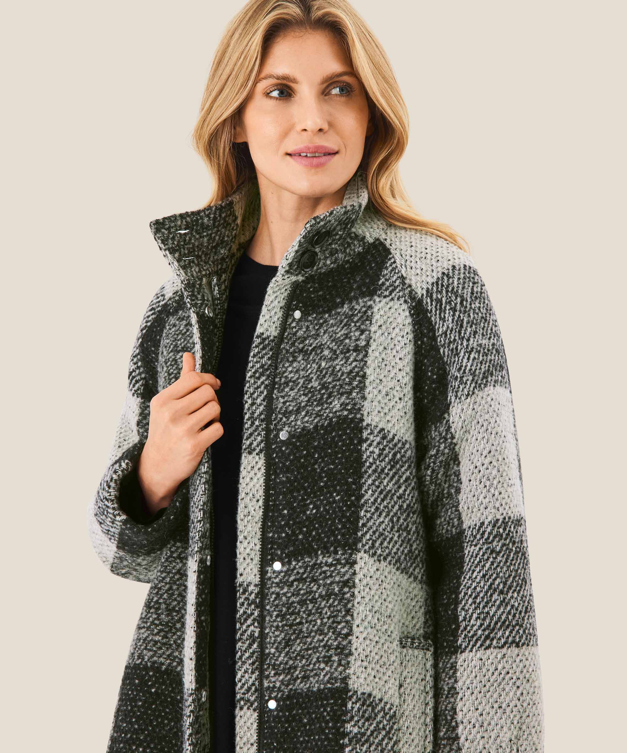 manteau en laine mélangée, Black