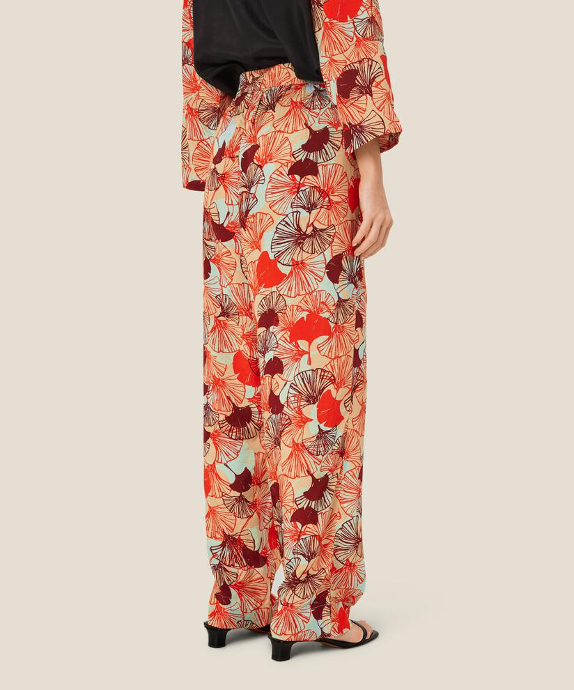 pantalon en viscose à motif avec taille élastiquée, Poinciana