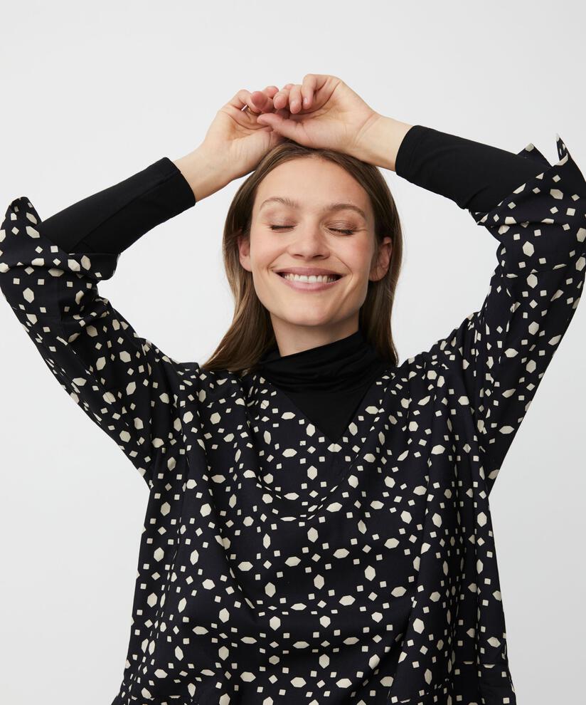 Blouse En Viscose À Col V, Black