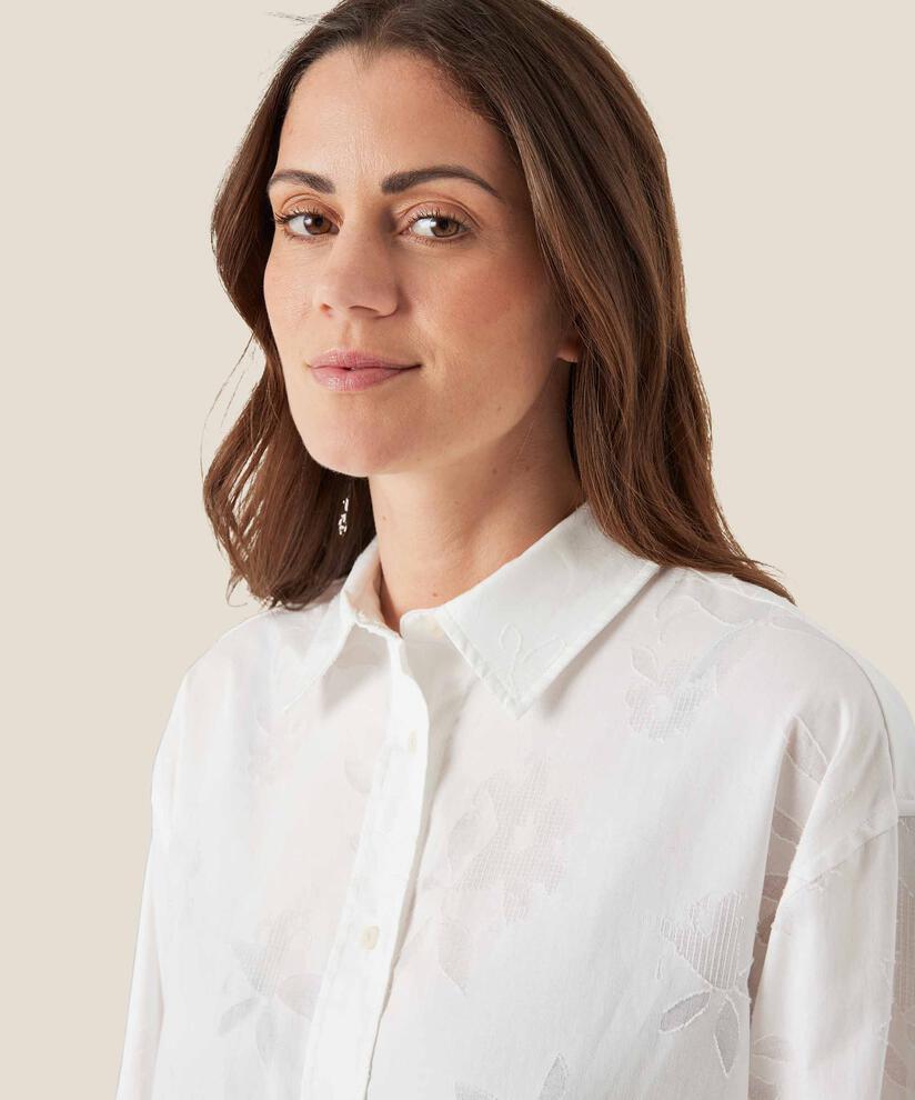 chemise en coton à imprimé floral tissé, White
