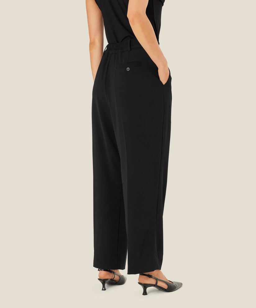 pantalon taille haute avec plis devant, Black