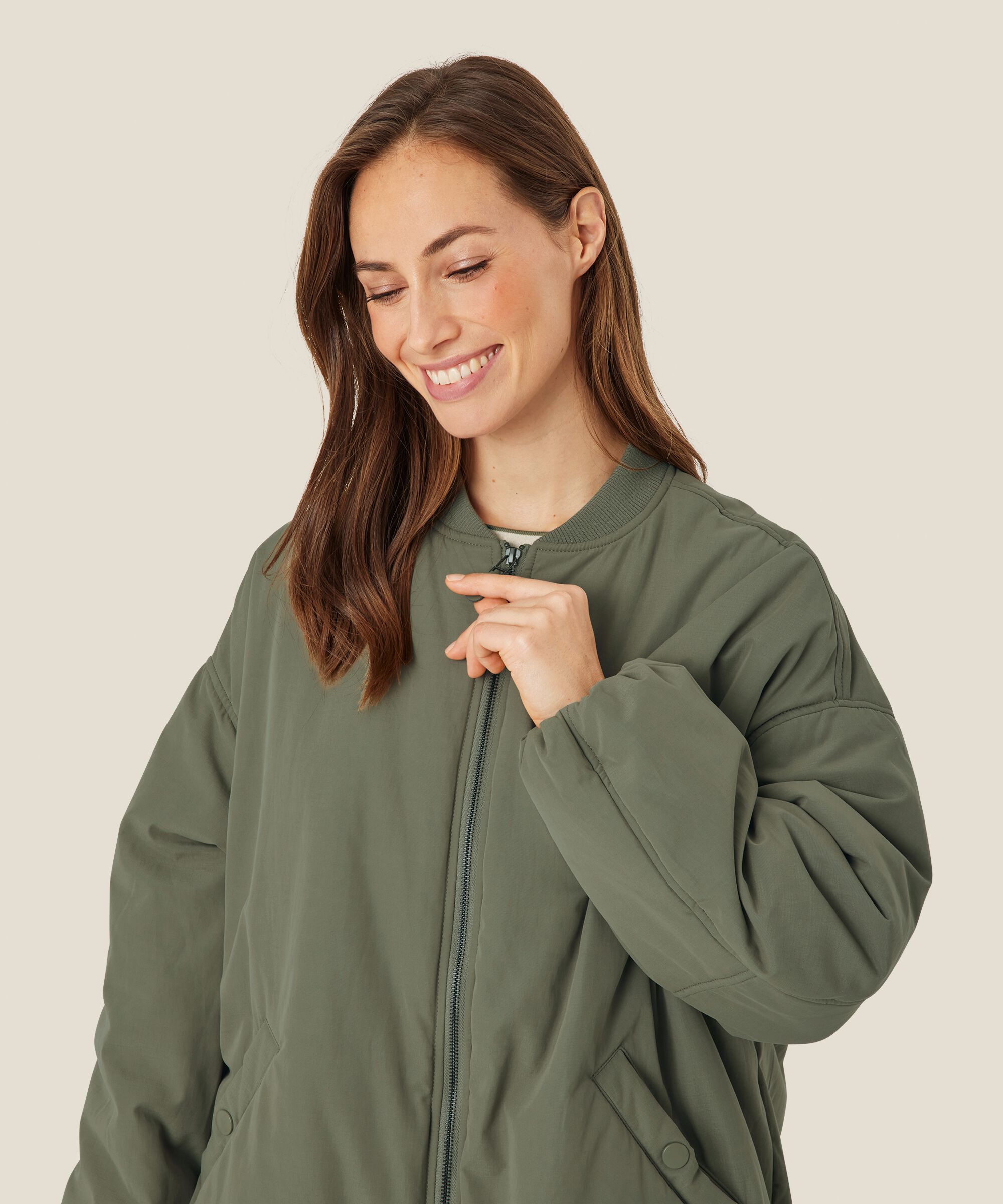 bomber avec poches fendues, Vetiver