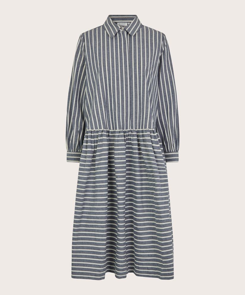 robe en coton avec fermeture à boutons cachés, Black