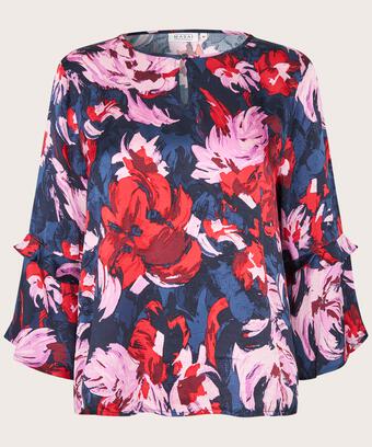 Blouse en Viscose Avec Détail Boutonné, Scarlet Sage