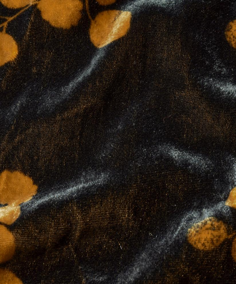 robe en velours imprimé à manches 3/4 et col en V, Rubber