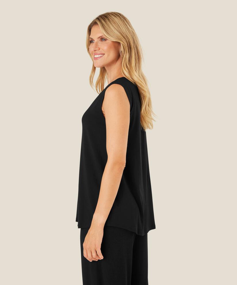 Top En Jersey Sans Manches À Col Rond, Black