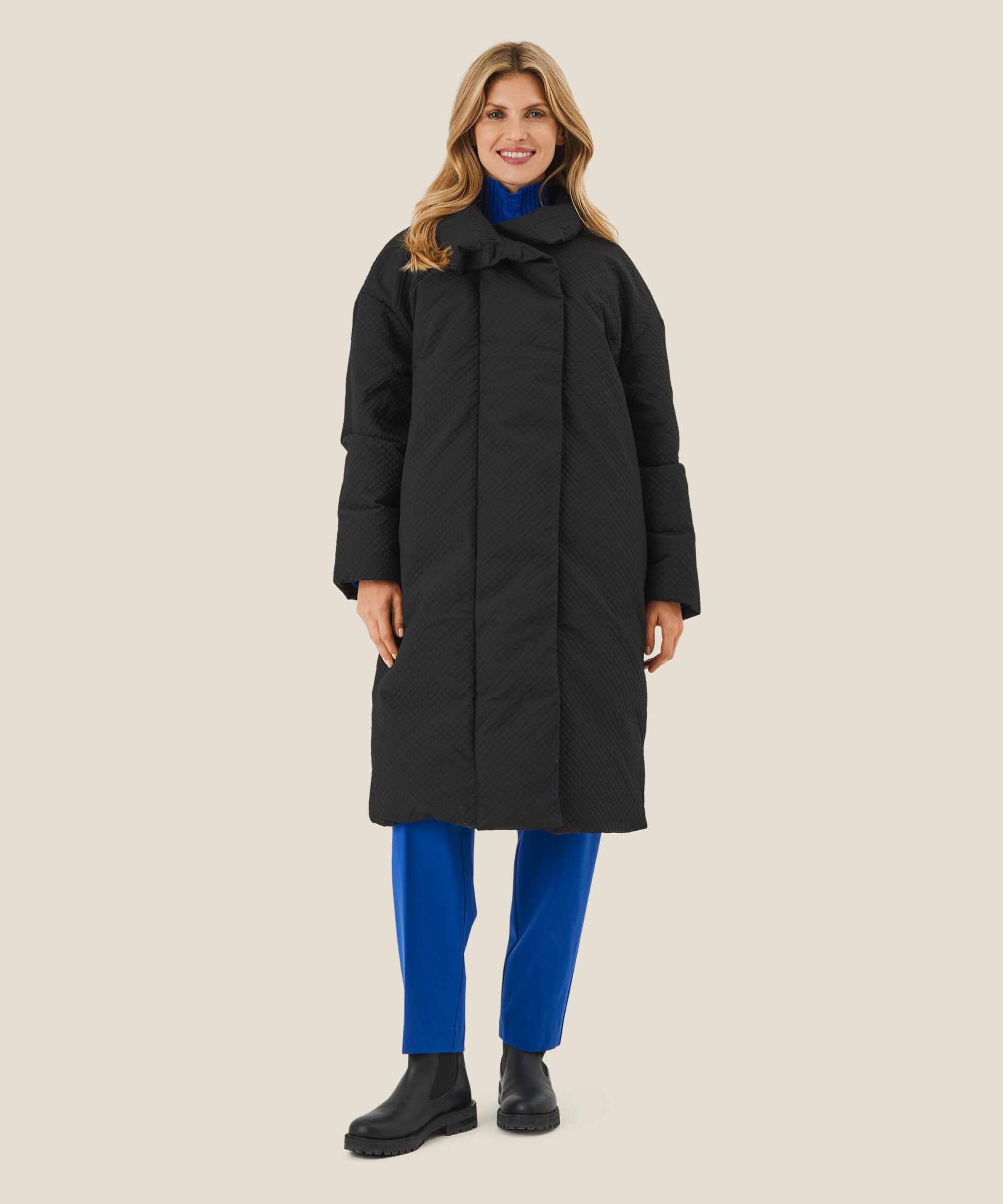 manteau en duvet avec structure gaufrée, Black