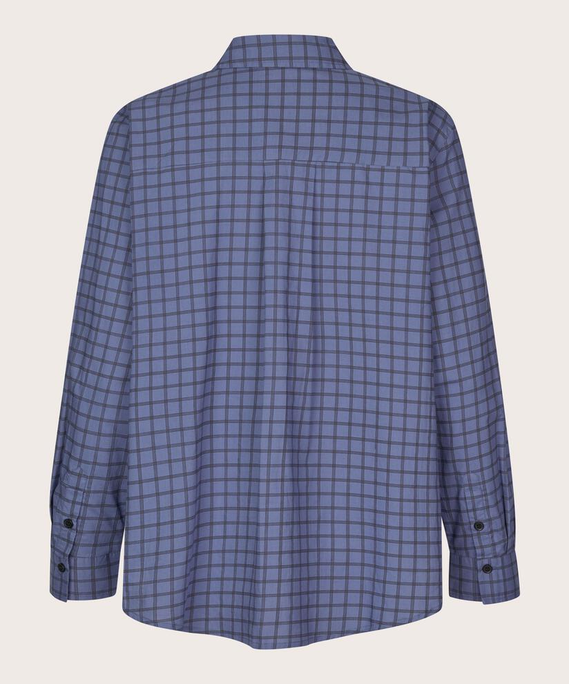 Chemise en coton à carreaux avec lien au cou, Bijou Blue