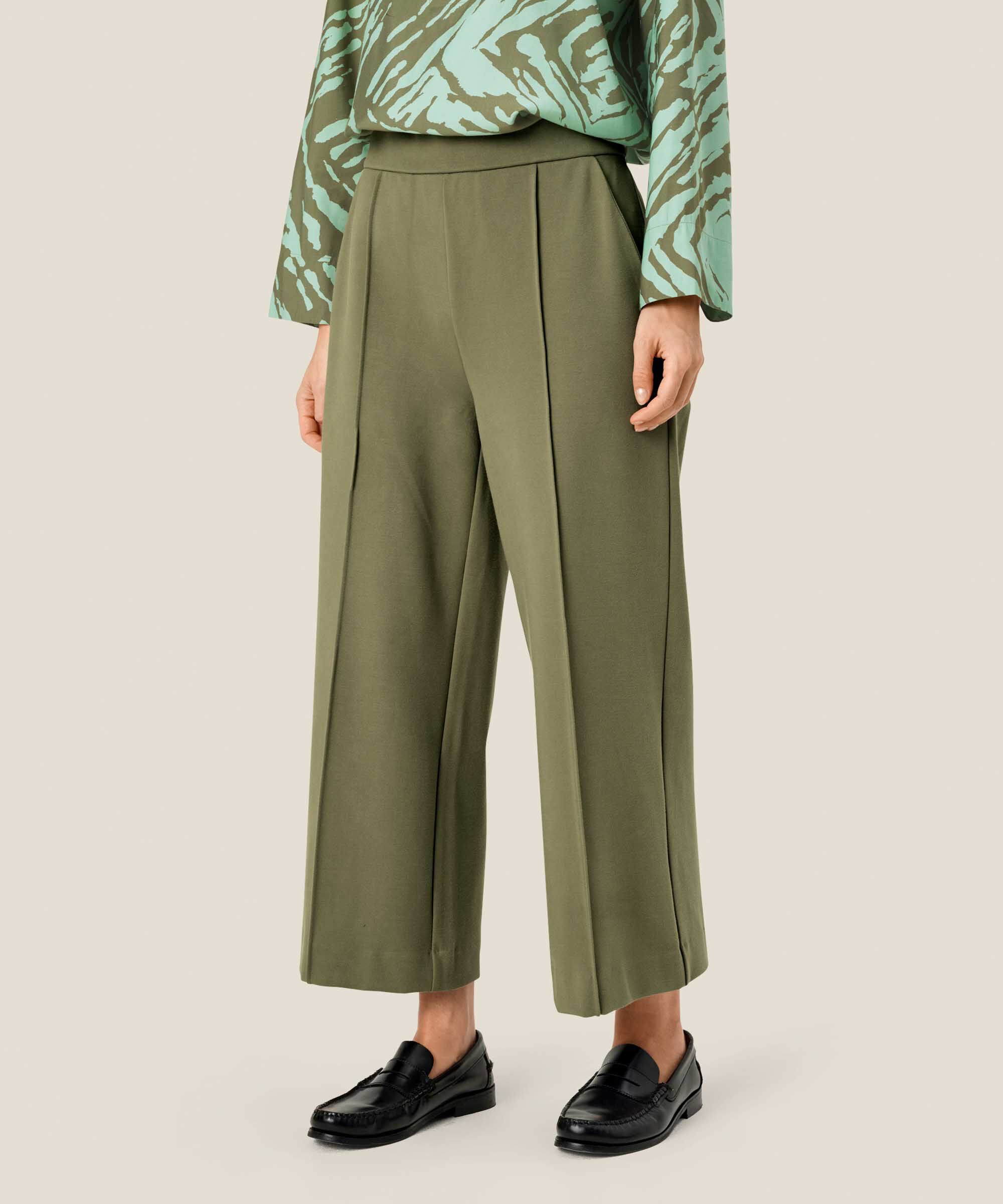 Pantalon En Jersey Épais Avec Poches, D. Lichen Green