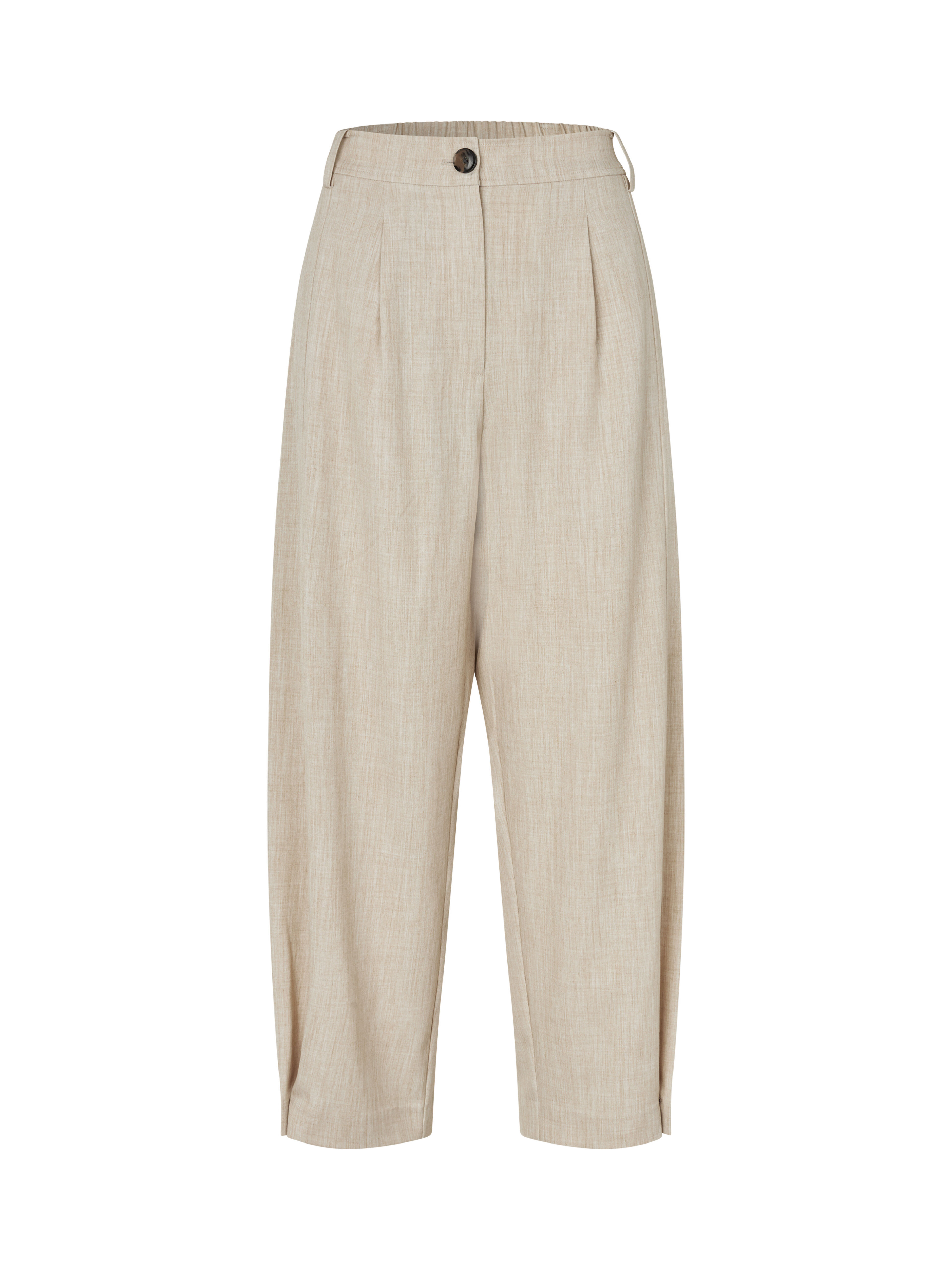 Pantalon Tiss&eacute; Avec Stretch Et Bouton Sur La Jambe, White Pepper