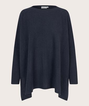 pull en laine oversize à col rond, Mood Indigo