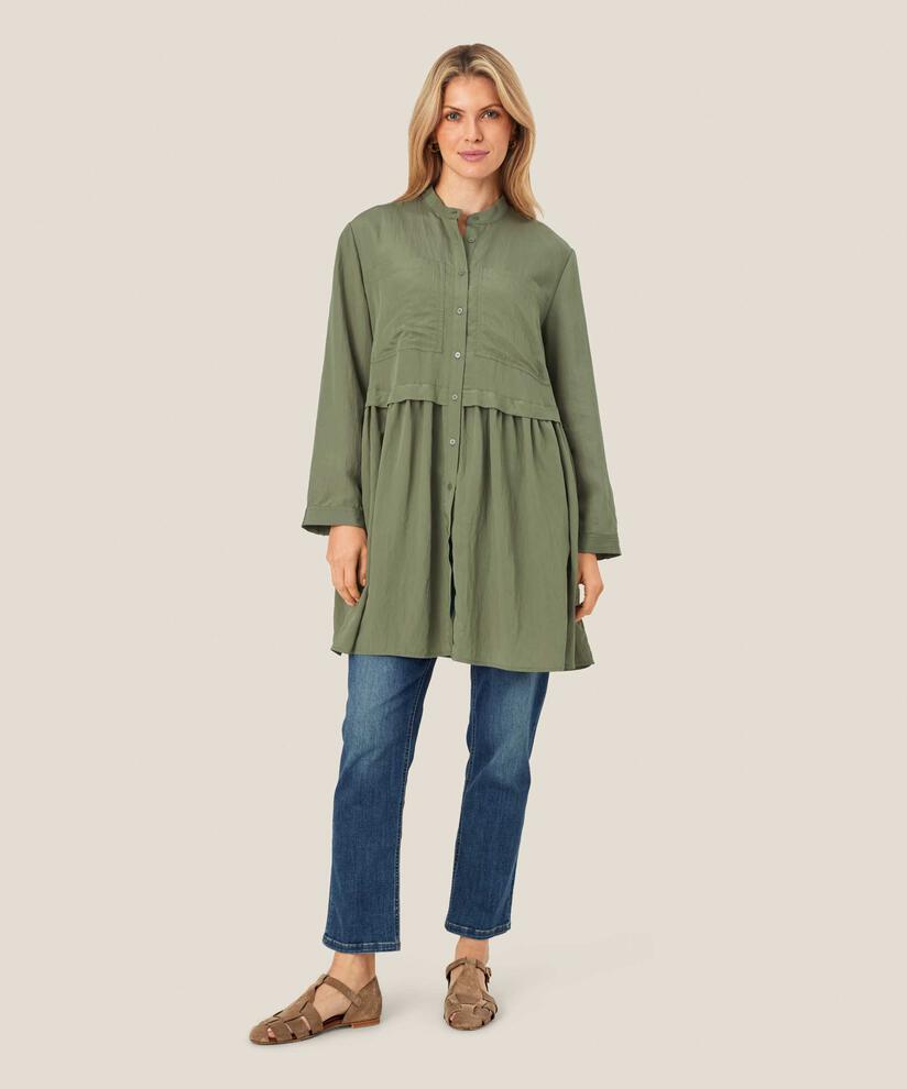 chemise en coton mélangé à manches longues, D. Lichen Green