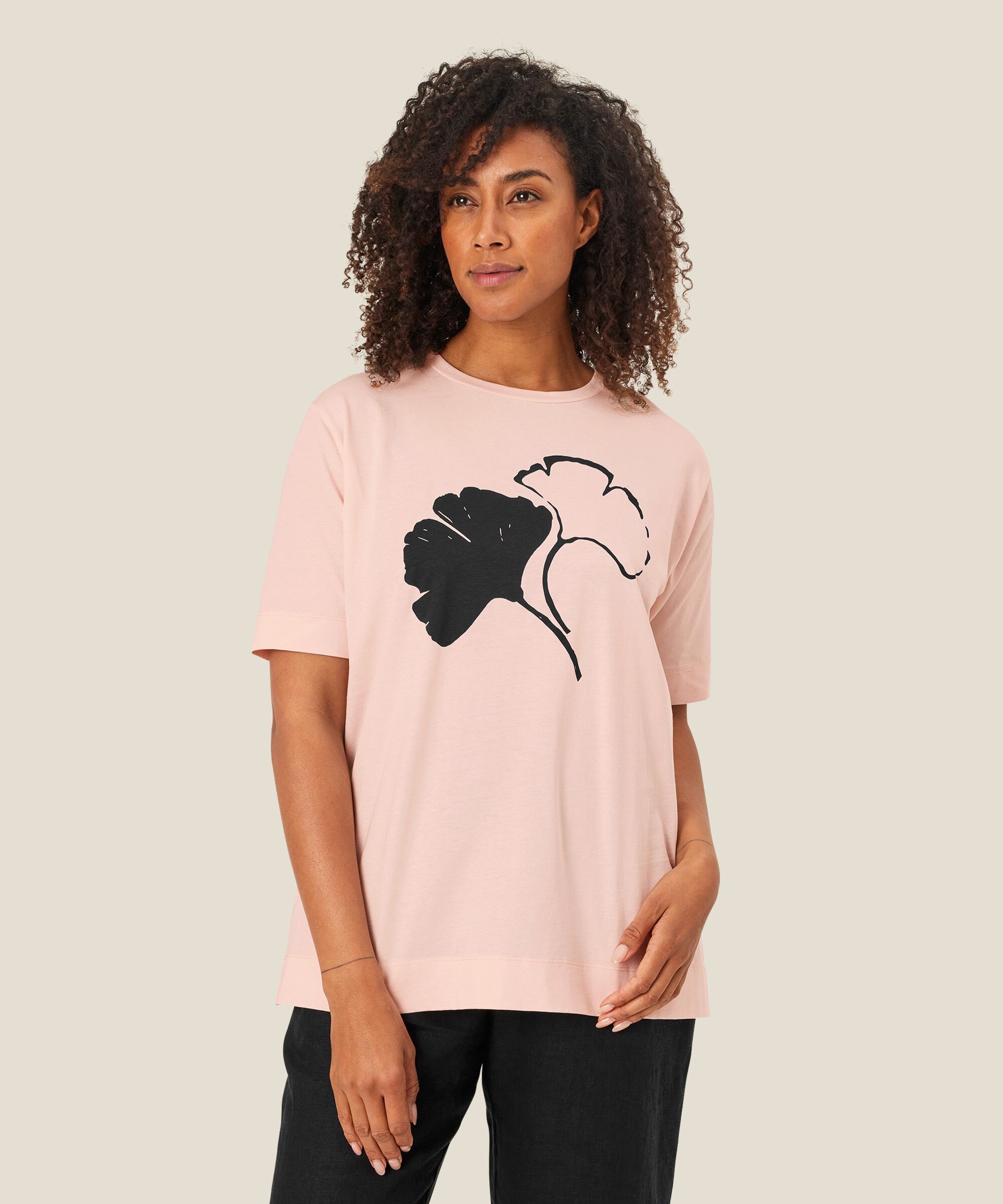 t-shirt imprimé à col rond, Mauve Chalk