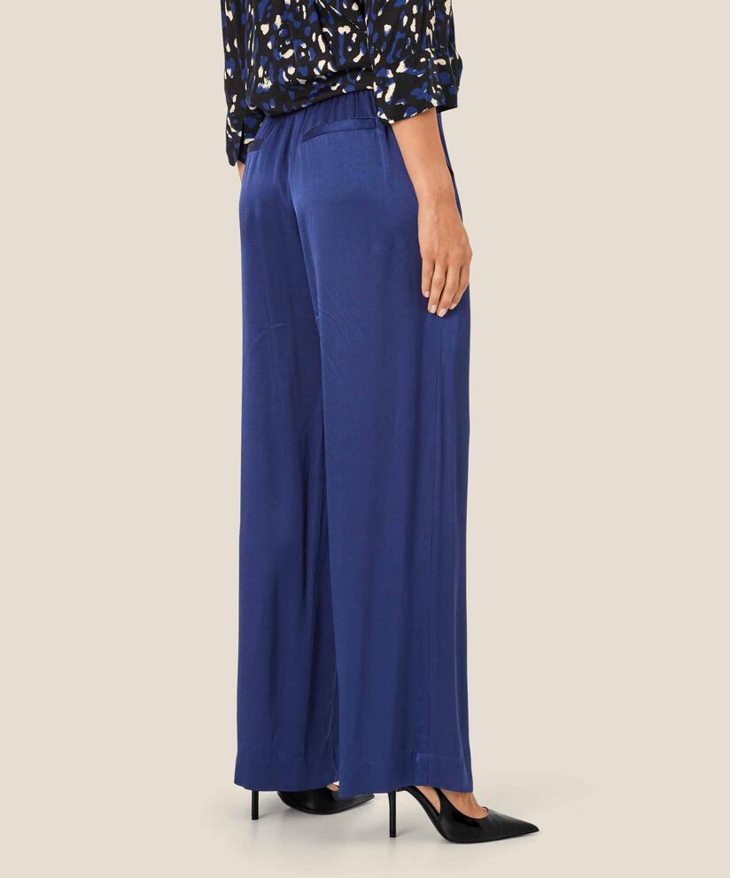 Pantalon Brillant En Satin De Viscose, Medieval blue