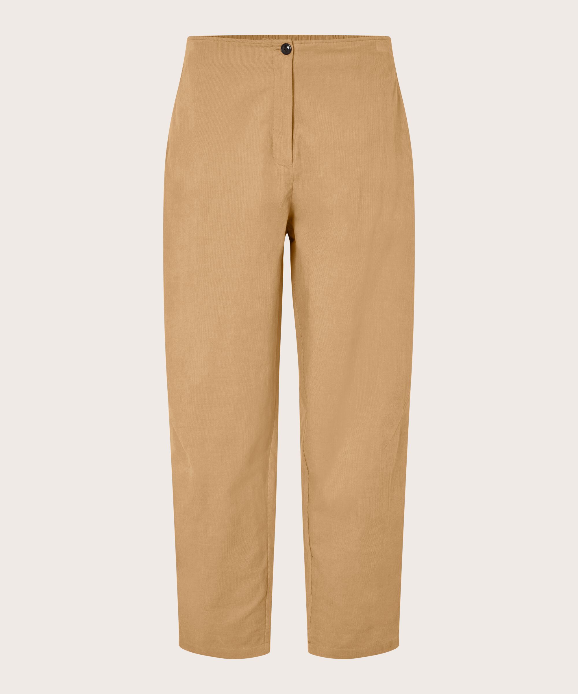 pantalon en velours côtelé avec élastique au dos, Travertine