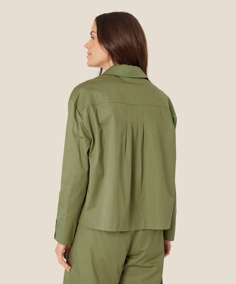 veste chemise en coton avec drapés, Loden Green