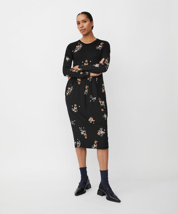 Robe Tulipe En Jersey Imprimé, Autumnal