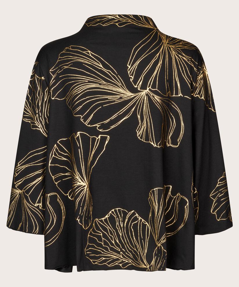 top en jersey imprimé à manches chauve-souris, Gold