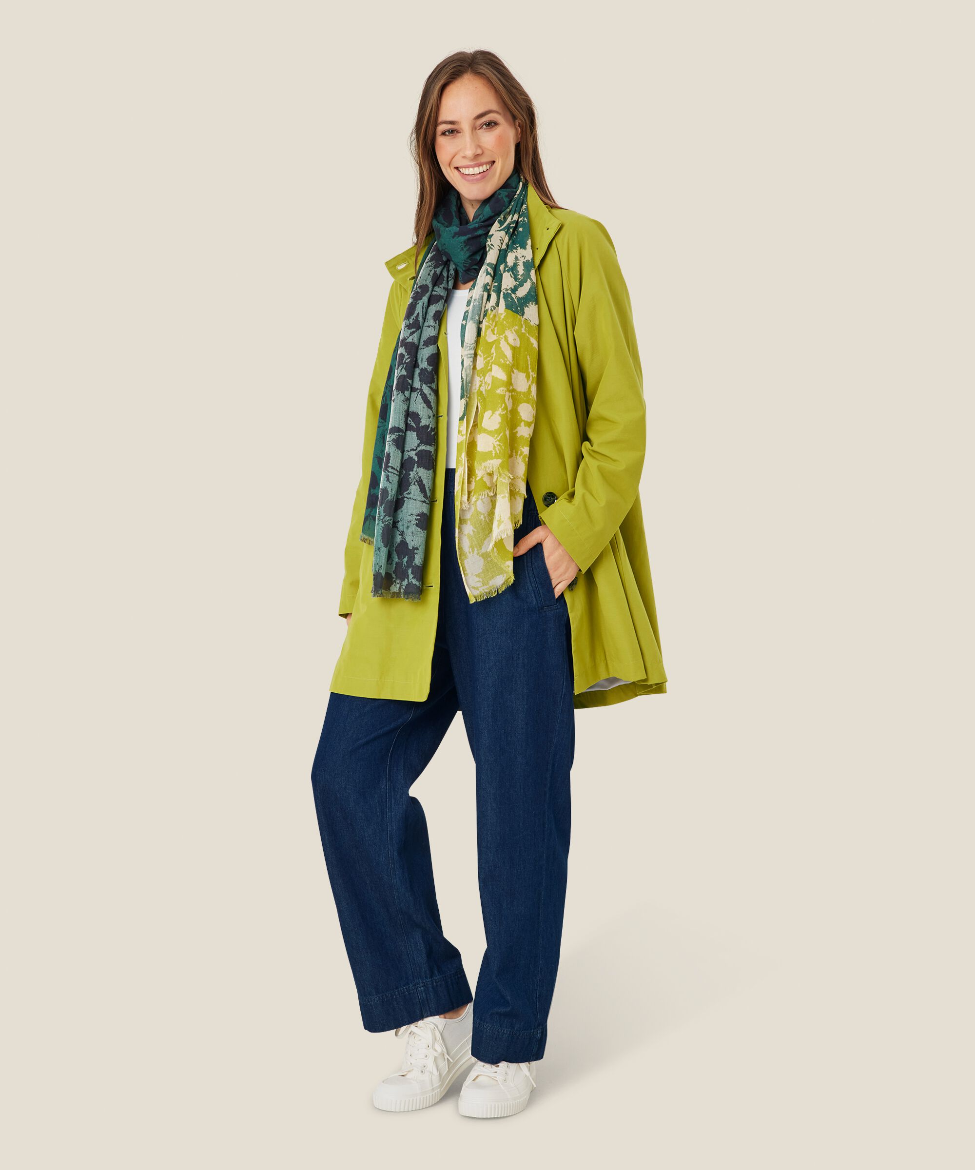 écharpe en coton à motif, Balsam Green