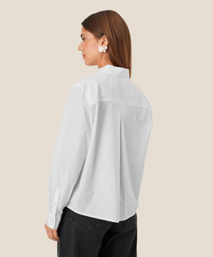 chemise en coton avec bouton perle, White
