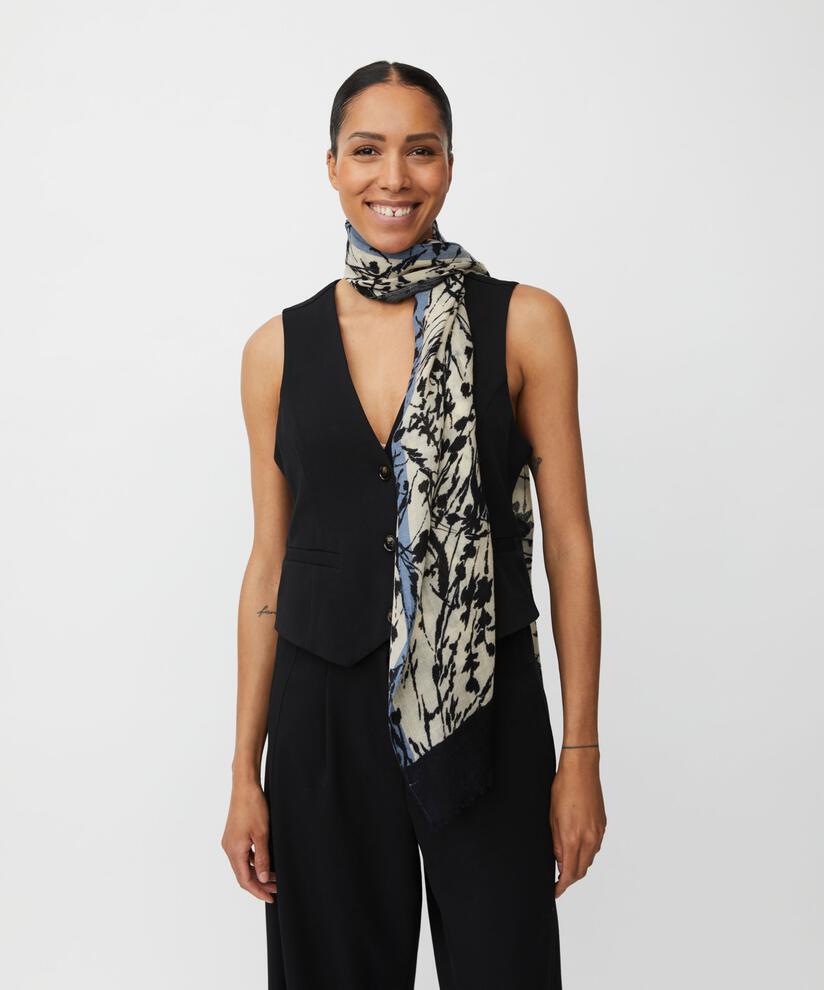 écharpe en laine fleurie, Black