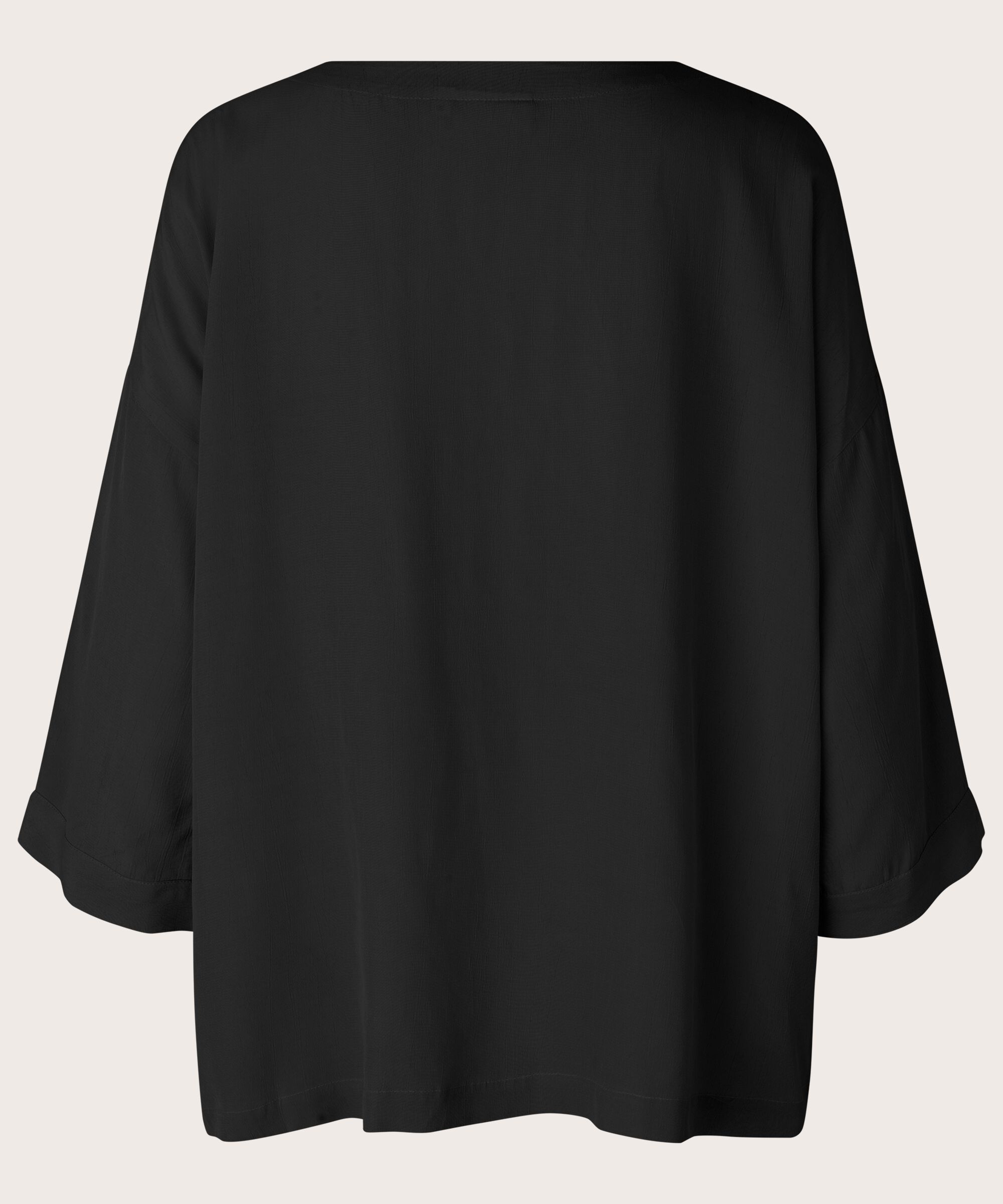 Blouse En Viscose À Manches 3/4, Black