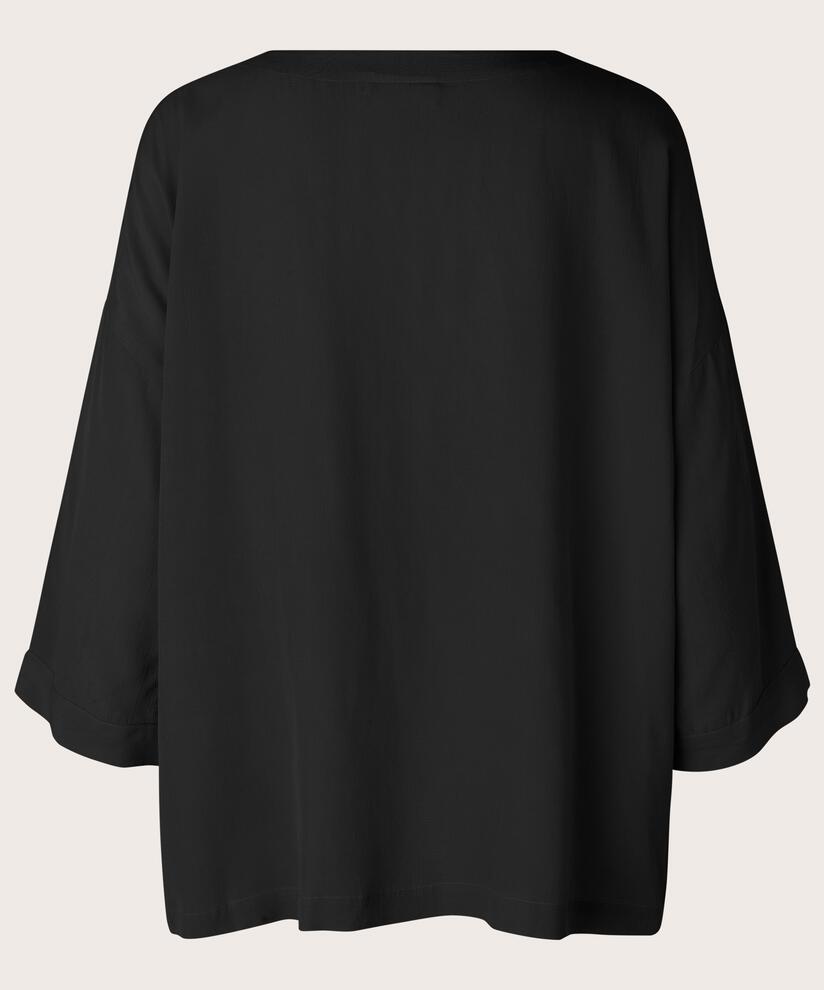 Blouse En Viscose À Manches 3/4, Black