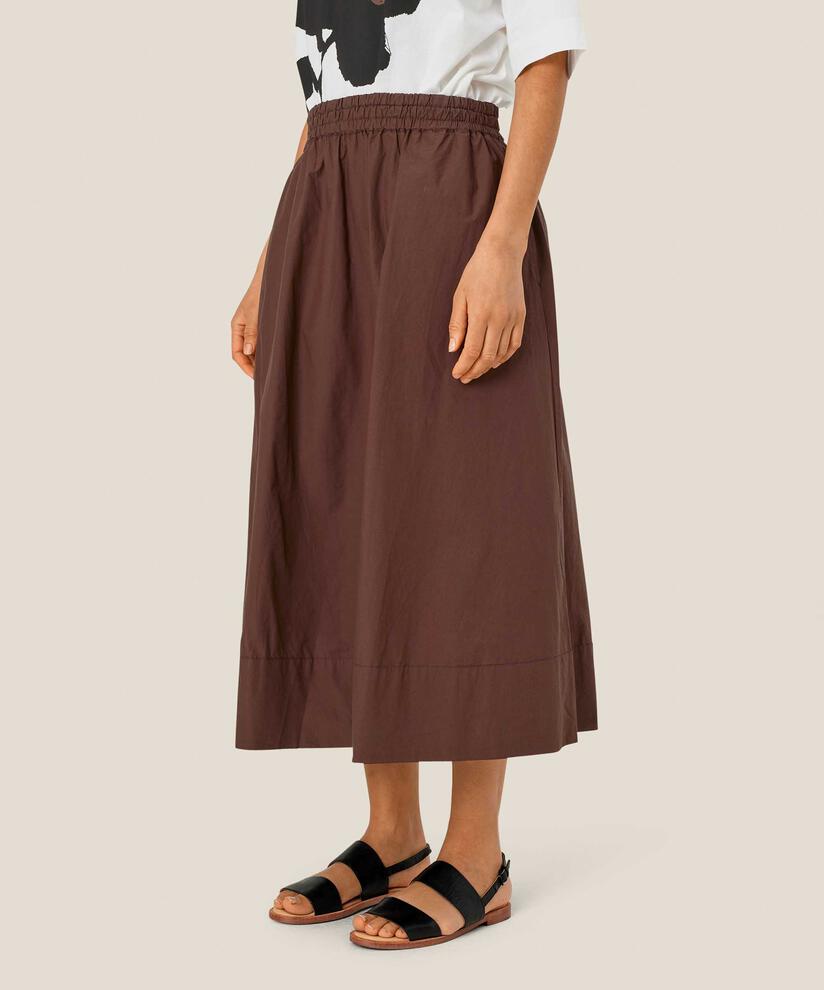 jupe en coton avec taille élastique et poches fendues, Chestnut