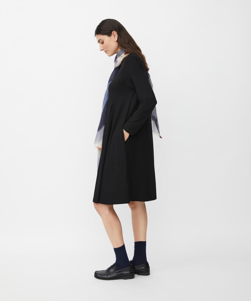 robe en jersey avec plis sur le devant et poches fendues, Black