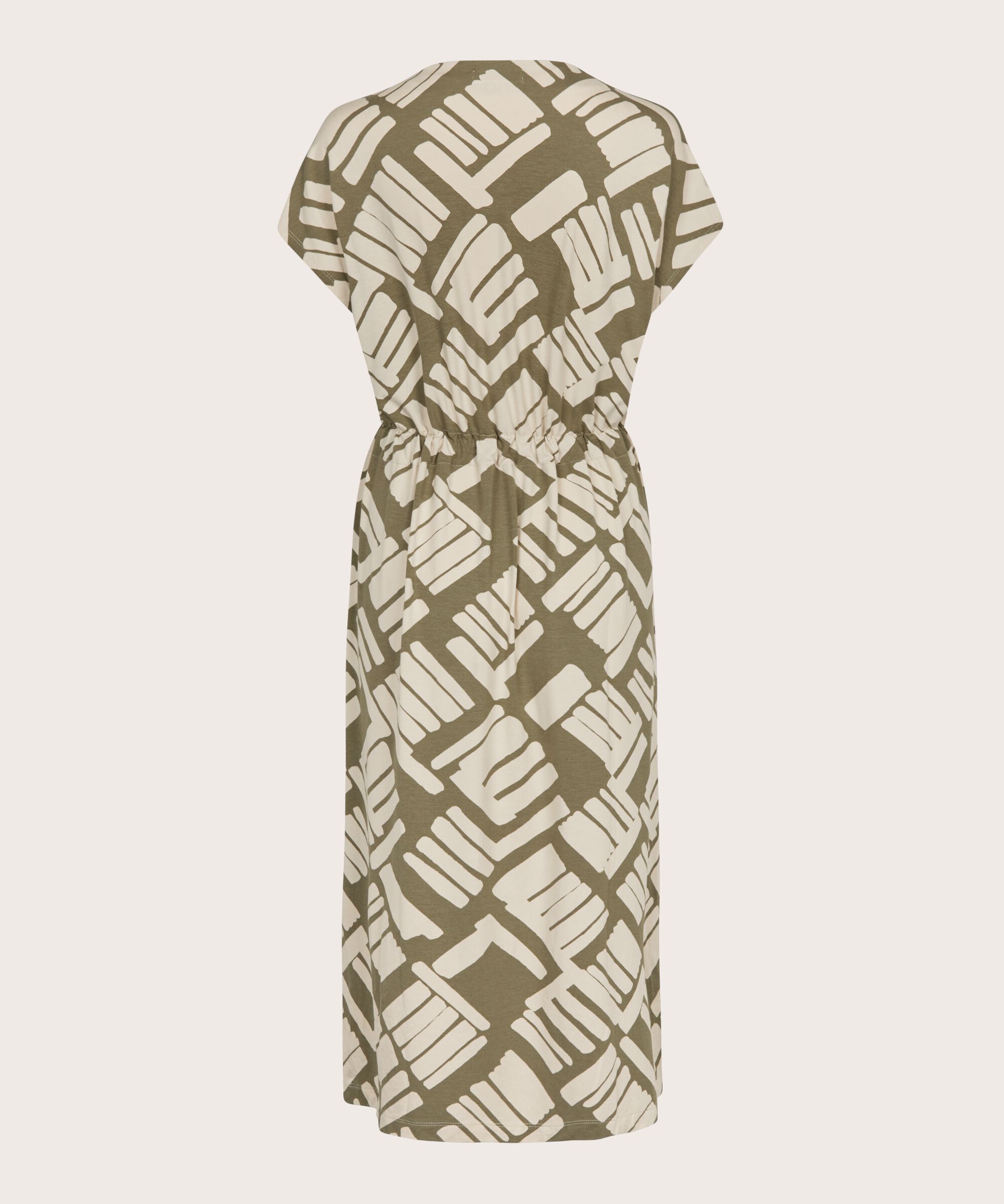 robe en jersey imprimé avec lien à la taille, Dusky Green