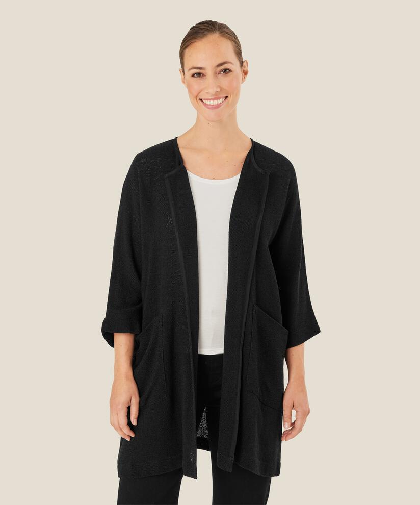 Veste Longue En Bouclé, Black