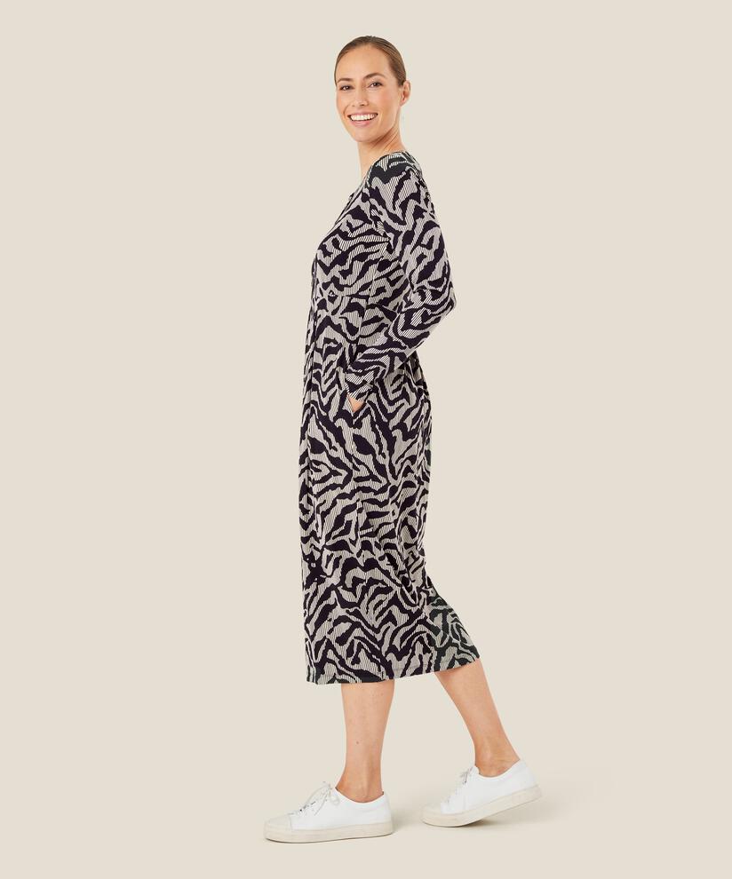 robe tulipe avec boutons au cou, Black