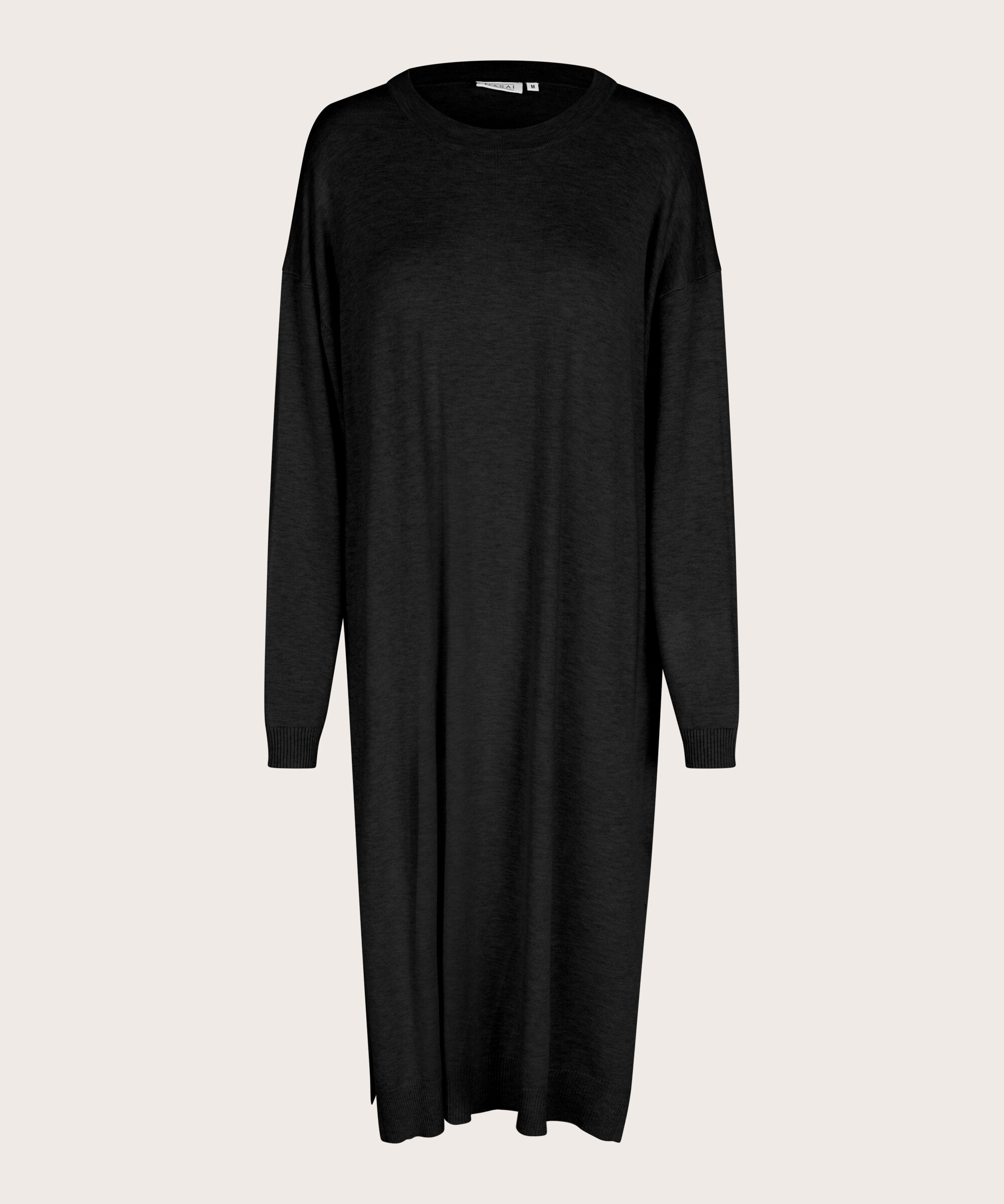 robe en maille douce avec fentes latérales, Black