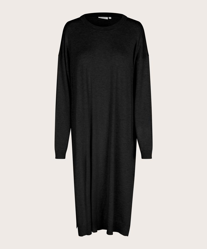 robe en maille douce avec fentes latérales, Black