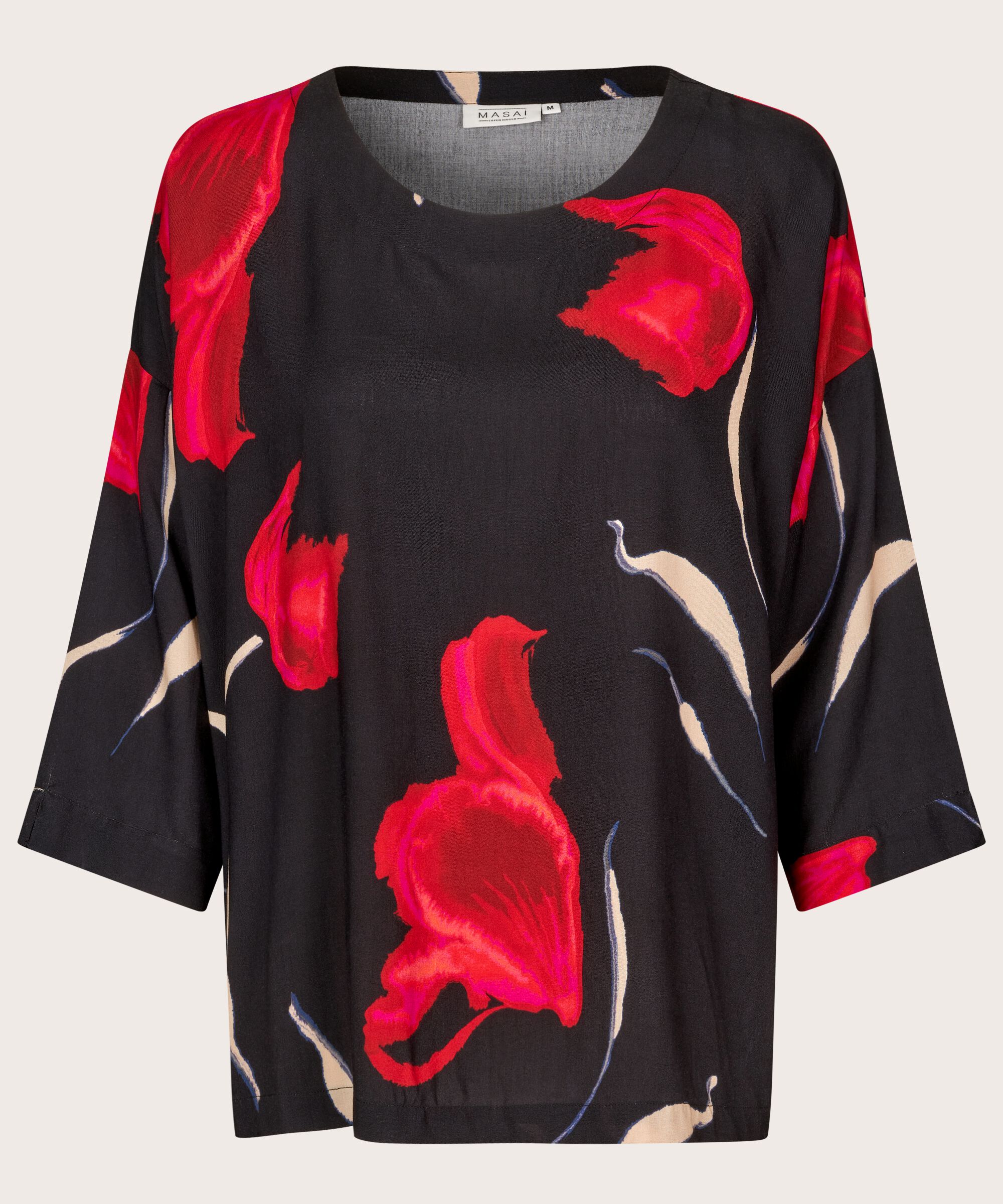 Blouse En Viscose À Manches 3/4, Haute Red