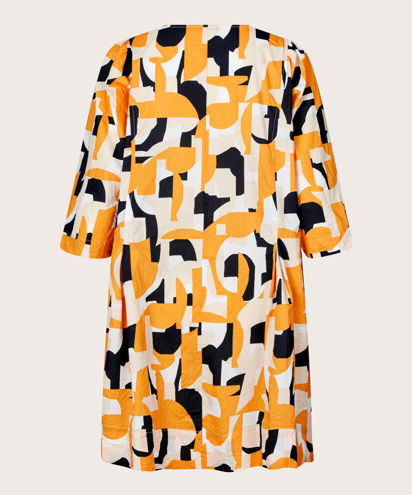 tunique en coton imprimé avec col en V, Butterscotch