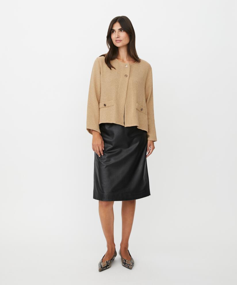 veste bouclée avec poches et boutons dorés, Travertine