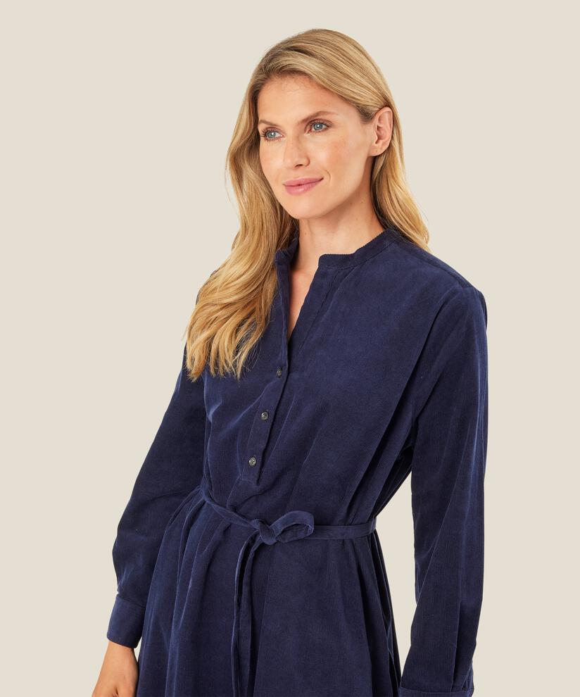 robe chemise en velours à fentes hautes, Maritime Blue