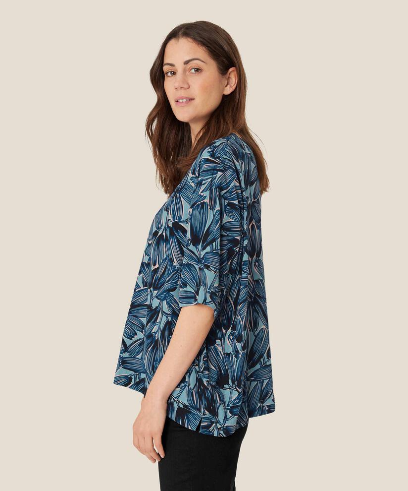 blouse en viscose avec bouton au cou, Teal