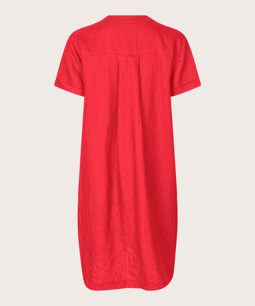 robe en lin avec col en V et poches fendues, Hibiscus