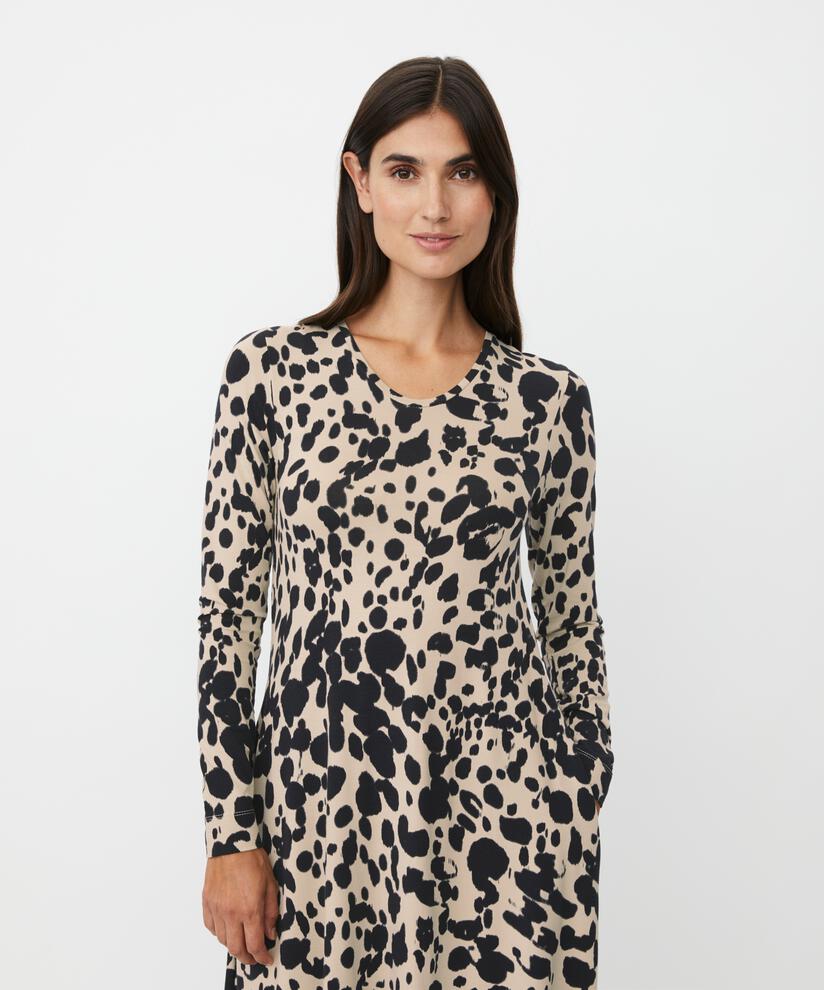 robe en jersey imprimé à manches longues, Oxford Tan