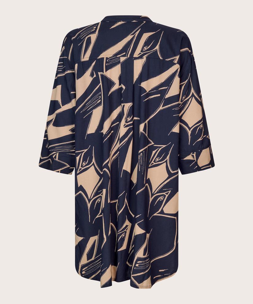 chemise en viscose imprimée avec fente latérale, Navy Blazer