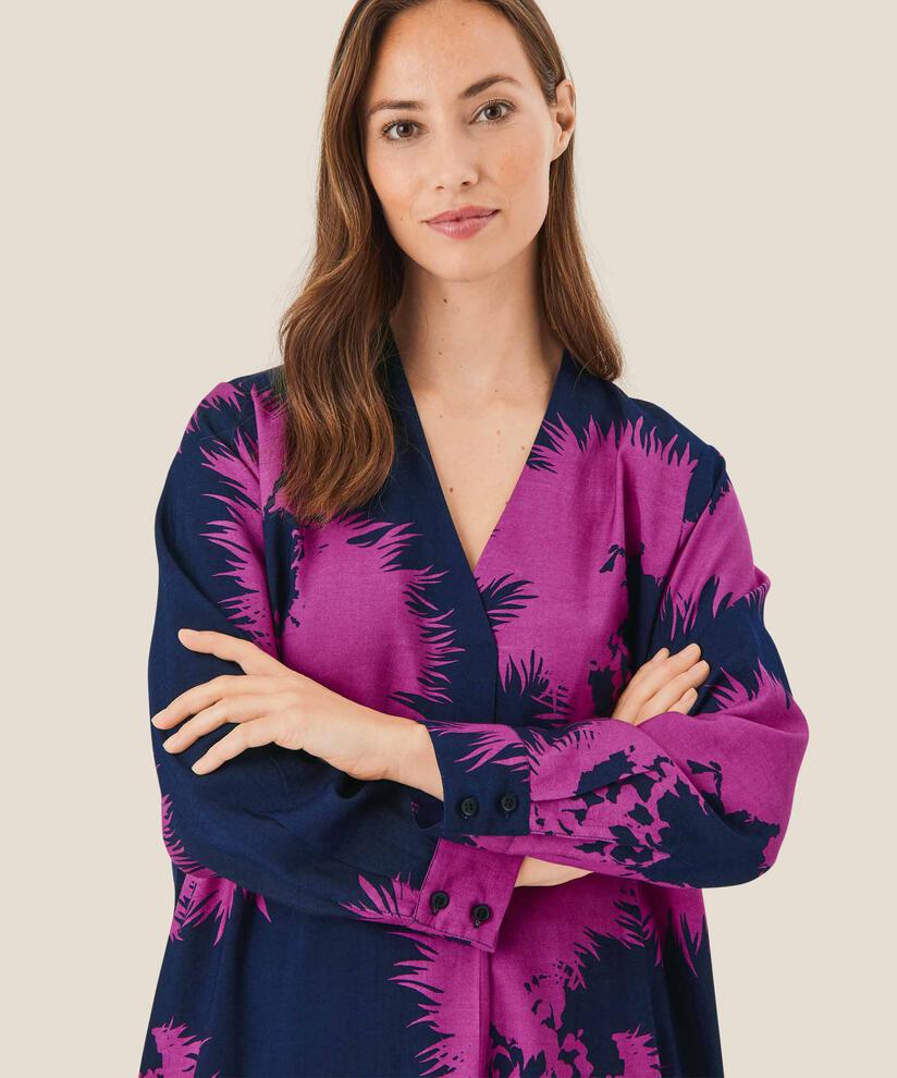 robe en viscose avec col en v, Wild Aster