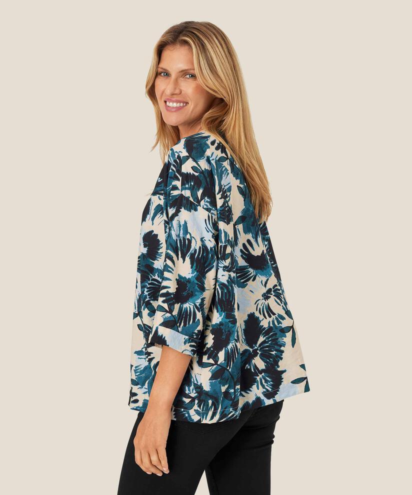 blouse à manches 3/4 en viscose mélangée, Reflect Pond