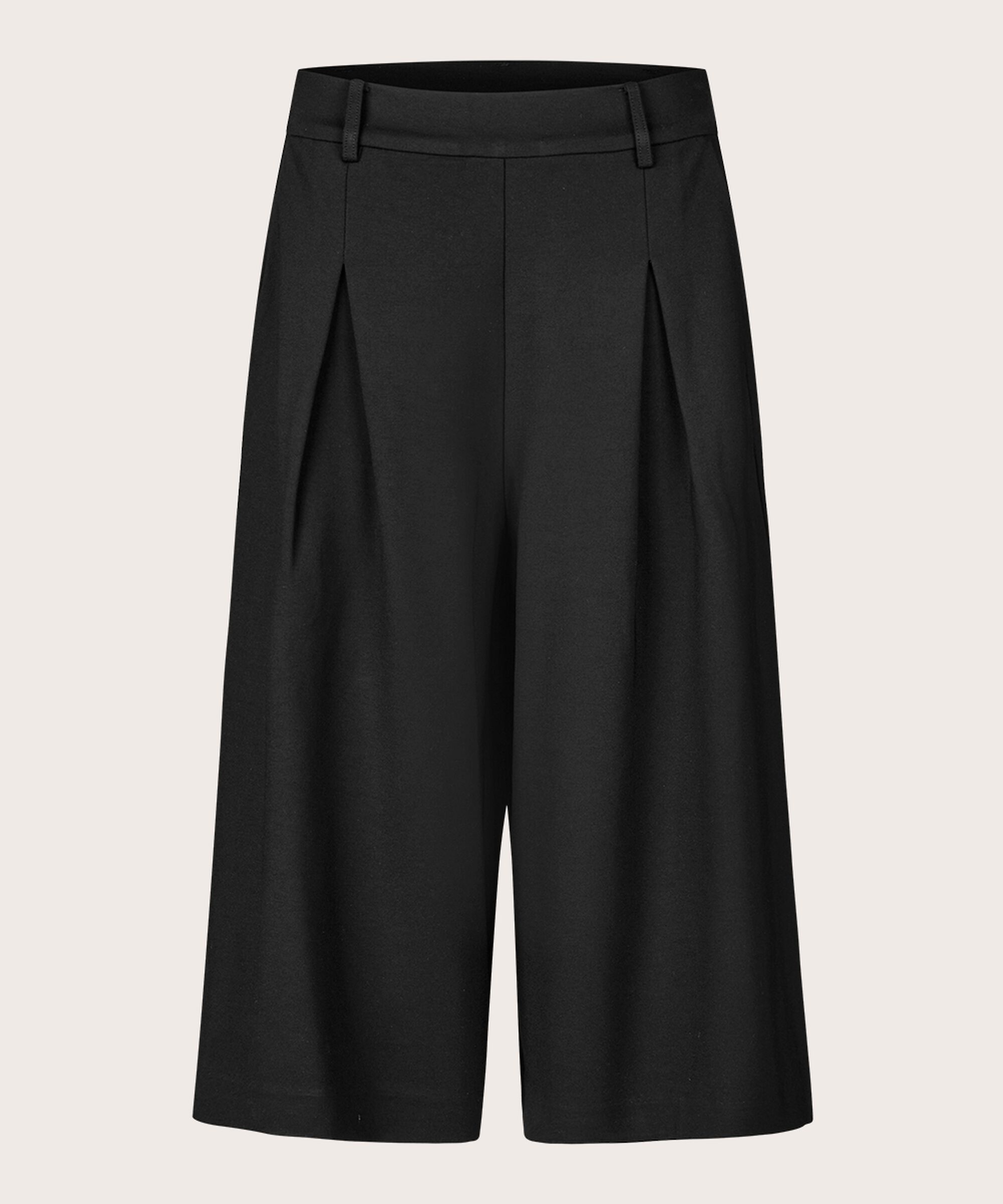 Pantalon En Jersey Avec Plis Sur Le Devant Et Zip Caché Sur Le Côté, Black