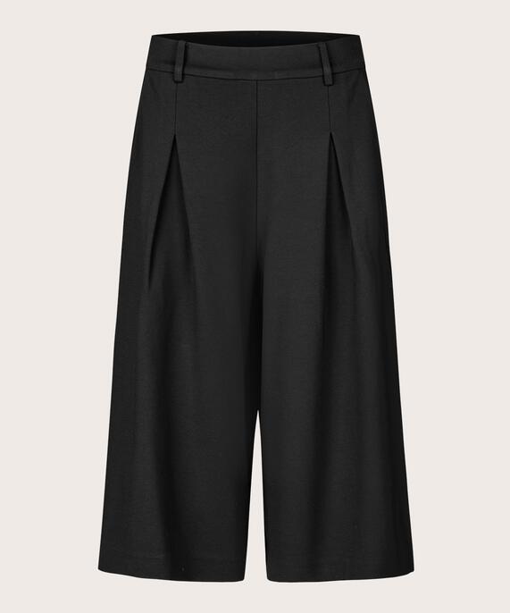 Pantalon En Jersey Avec Plis Sur Le Devant Et Zip Caché Sur Le Côté, Black