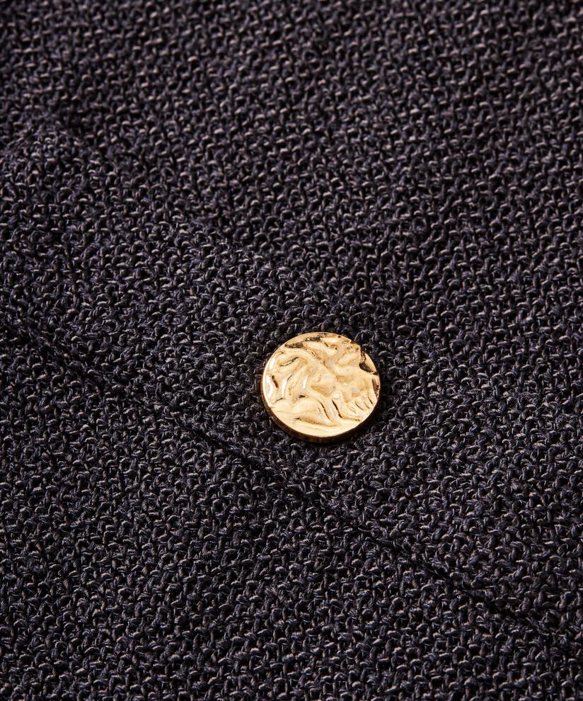 veste bouclée avec poches et boutons dorés, Black